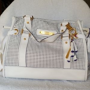 Juicy Couture white perforated leather bag